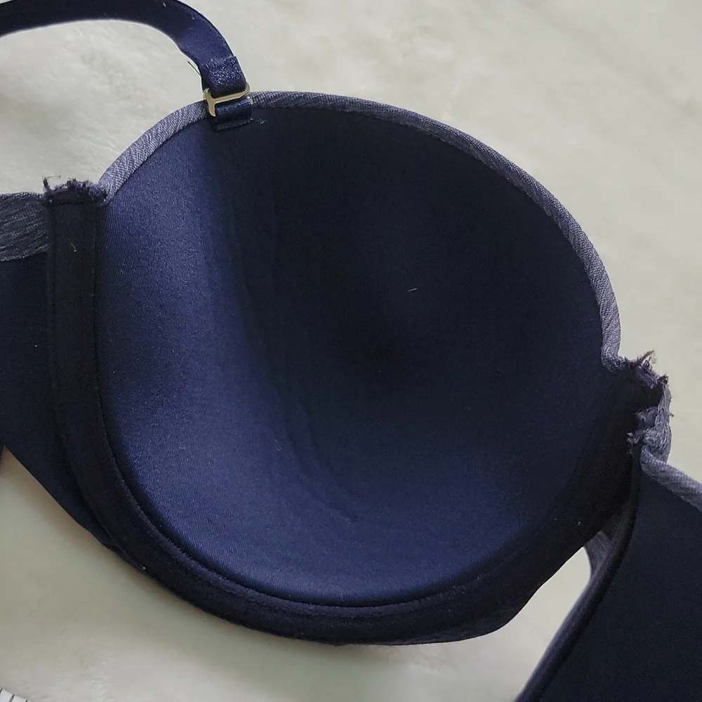 🧸 AERIE HEATHER NAVY DARK BLUE STRAPLESS OR STRAP T SHIRT COMFORT EVERYDAY BRA - Picture 6 of 8